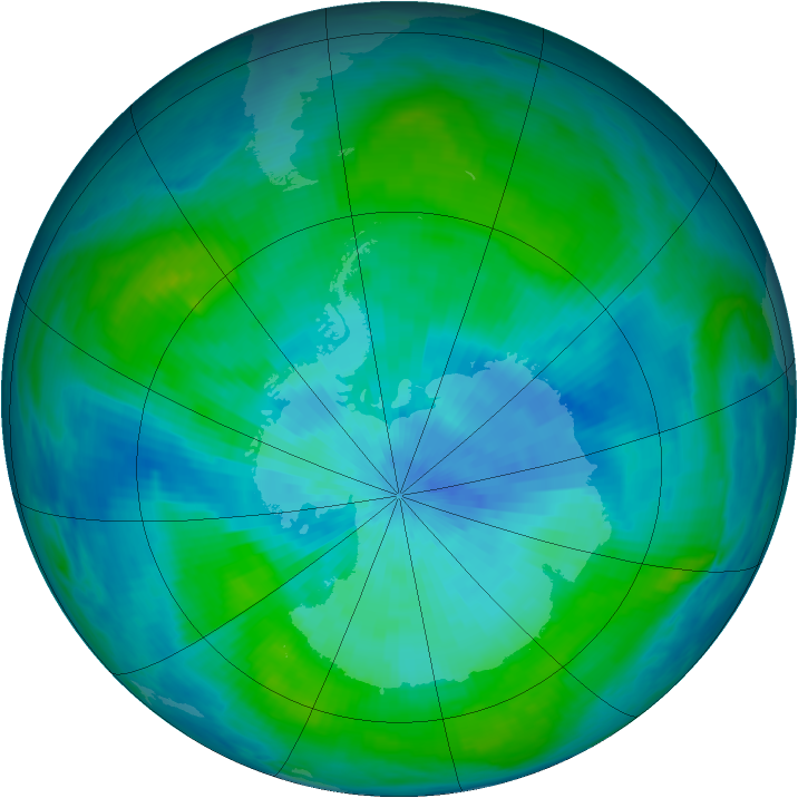Antarctic ozone map for 02 March 1985